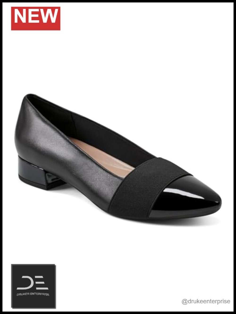 Easy Spirit Casta Faux Leather Slip-On Pointed Toe Block Heel Pumps